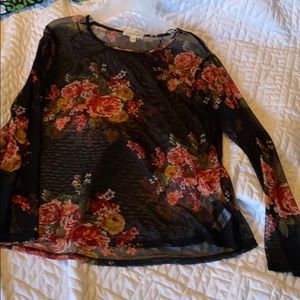 Mesh floral blouse